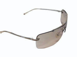 極美品 Christian Dior クリスチャンディオール DIOR AIR/F シールド サングラス AURFL サイズ115 リムレス ライトブラウン 中古 4b003203