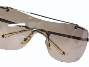 極美品 Christian Dior クリスチャンディオール DIOR AIR/F シールド サングラス AURFL サイズ115 リムレス ライトブラウン 中古 4b003203