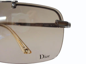 極美品 Christian Dior クリスチャンディオール DIOR AIR/F シールド サングラス AURFL サイズ115 リムレス ライトブラウン 中古 4b003203