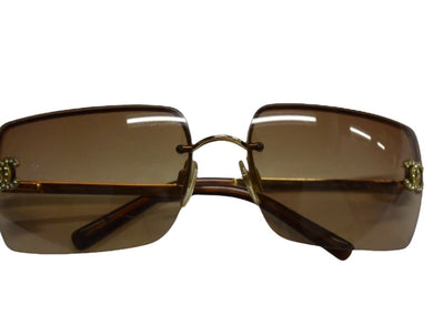 CHANEL シャネル リムレス サングラス 4092-B c.125/13 サイズ62□15 120 ココマーク ラインストーン ブラウン 美品 中古 4b003212
