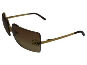 CHANEL シャネル リムレス サングラス 4092-B c.125/13 サイズ62□15 120 ココマーク ラインストーン ブラウン 美品 中古 4b003212