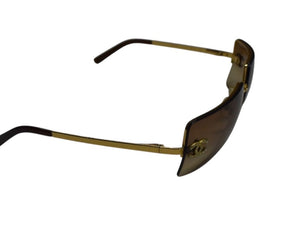 CHANEL シャネル リムレス サングラス 4092-B c.125/13 サイズ62□15 120 ココマーク ラインストーン ブラウン 美品 中古 4b003212