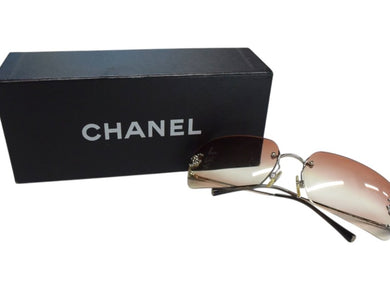 CHANEL シャネル リムレス サングラス 4017-D c.124/89 サイズ62□17 120 ココマーク ラインストーン ピンク系 グラデーション 美品 中古 4b003213