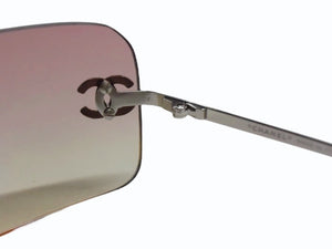 極美品 CHANEL シャネル リムレス サングラス 4017-D c.124/58 サイズ62□17 120 ココマーク ラインストーン ピンク 中古 4b003214
