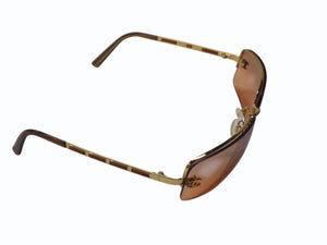極美品 CHANEL シャネル リムレス サングラス 4113 c.291/7H サイズ65□15 120 ココマーク レザー プラスチック ブラウン 中古 4b003215