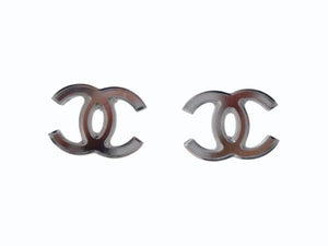 極美品 CHANEL シャネル ピアス ココマーク 両耳 ミラー アクセサリー 09C刻印 フランス製 GP クリア ゴールド金具 中古 4b003216