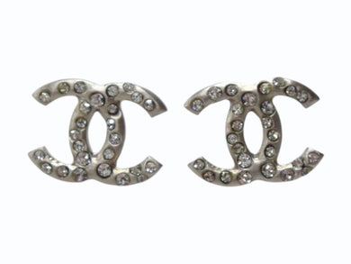 CHANEL シャネル ココマーク ピアス 重量約1.3g B11P刻印 ラインストーン メタル シルバー クリア 両耳用 美品 中古 4b003219