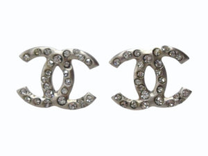 CHANEL シャネル ココマーク ピアス 重量約1.3g B11P刻印 ラインストーン メタル シルバー クリア 両耳用 美品 中古 4b003219