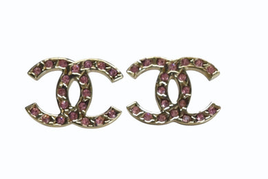 CHANEL シャネル ピアス ココマーク ラインストーン 06A アクセサリー GP ゴールド ピンク 美品 中古 4b003206