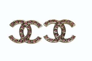 CHANEL シャネル ピアス ココマーク ラインストーン 06A アクセサリー GP ゴールド ピンク 美品 中古 4b003206