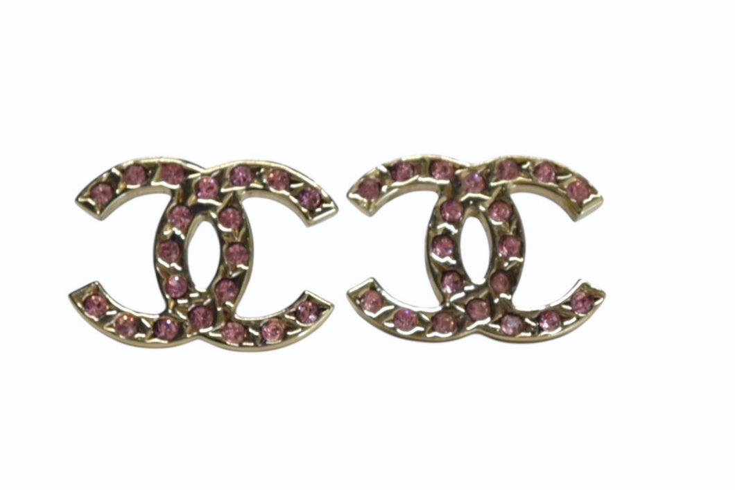 CHANEL シャネル ピアス ココマーク ラインストーン 06A アクセサリー GP ゴールド ピンク 美品 中古 4b003206