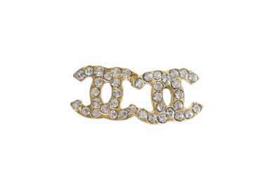 極美品 CHANEL シャネル ココマーク ピアス 04A刻印 ラインストーン ゴールド クリア 両耳用 中古 4b003225