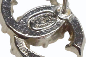 極美品 CHANEL シャネル ココマーク ピアス 重量約3.2g A17K刻印 シルバー マルチカラー ラインストーン メタル 両耳用 中古 4b003226