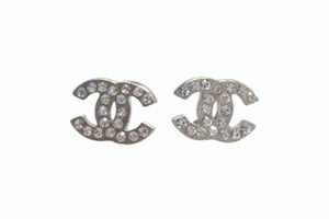 CHANEL シャネル ピアス ココマーク 10V刻印 メタル ラインストーン シルバー 重量約1.5g 両耳用 美品 中古 4b003221