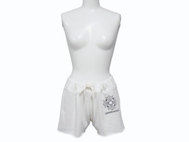 極美品 CHROME HEARTS クロムハーツ スウェットパンツ ショートパンツ サイズS CHプラススクロールラベルロゴ レディース 中古 4b003229 