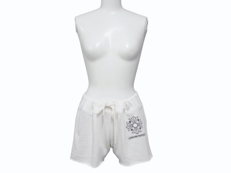 極美品 CHROME HEARTS クロムハーツ スウェットパンツ ショートパンツ サイズS CHプラススクロールラベルロゴ レディース 中古 4b003229 