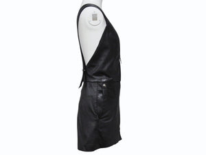 極美品 CHROME HEARTS クロムハーツ DAGGER ZIP OVERALLS CRSBLL レザーサロペット オーバーオール サイズS ダガージップ 中古 4b003231 