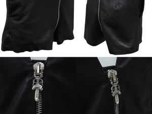 極美品 CHROME HEARTS クロムハーツ DAGGER ZIP OVERALLS CRSBLL レザーサロペット オーバーオール サイズS ダガージップ 中古 4b003231 