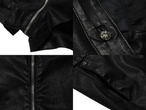極美品 CHROME HEARTS クロムハーツ DAGGER ZIP OVERALLS CRSBLL レザーサロペット オーバーオール サイズS ダガージップ 中古 4b003231 
