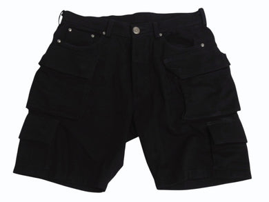 CHROME HEARTS クロムハーツ ファティーグ アーチロゴボタン カーゴハーフパンツ ショーツ コットン ブラック SV925 サイズ33 美品 中古 4b003235 