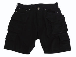 CHROME HEARTS クロムハーツ ファティーグ アーチロゴボタン カーゴハーフパンツ ショーツ コットン ブラック SV925 サイズ33 美品 中古 4b003235 