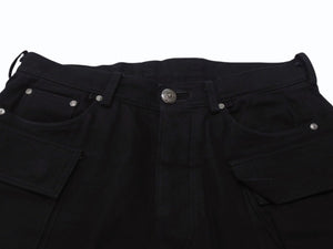CHROME HEARTS クロムハーツ ファティーグ アーチロゴボタン カーゴハーフパンツ ショーツ コットン ブラック SV925 サイズ33 美品 中古 4b003235 