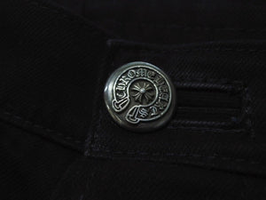 CHROME HEARTS クロムハーツ ファティーグ アーチロゴボタン カーゴハーフパンツ ショーツ コットン ブラック SV925 サイズ33 美品 中古 4b003235 
