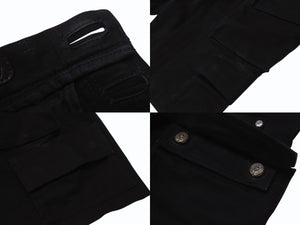 CHROME HEARTS クロムハーツ ファティーグ アーチロゴボタン カーゴハーフパンツ ショーツ コットン ブラック SV925 サイズ33 美品 中古 4b003235 