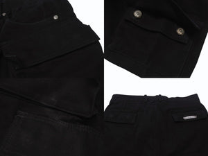 CHROME HEARTS クロムハーツ ファティーグ アーチロゴボタン カーゴハーフパンツ ショーツ コットン ブラック SV925 サイズ33 美品 中古 4b003235 