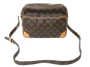 極美品 LOUIS VUITTON ルイヴィトン ナイル ショルダーバッグ M45244 モノグラム ブラウン PVC レザー ゴールド金具 中古 4b003239