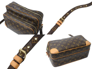 極美品 LOUIS VUITTON ルイヴィトン ナイル ショルダーバッグ M45244 モノグラム ブラウン PVC レザー ゴールド金具 中古 4b003239