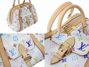 LOUIS VUITTON ルイヴィトン プリシラ ハンドバッグ M40096 モノグラム マルチカラー ホワイト 村上隆 美品 中古 4b003248