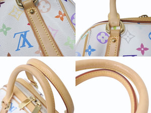 LOUIS VUITTON ルイヴィトン プリシラ ハンドバッグ M40096 モノグラム マルチカラー ホワイト 村上隆 美品 中古 4b003248