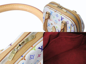LOUIS VUITTON ルイヴィトン プリシラ ハンドバッグ M40096 モノグラム マルチカラー ホワイト 村上隆 美品 中古 4b003248