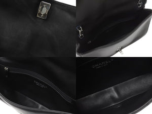 極美品 CHANEL シャネル アクト2 フルフラップ Wチェーンショルダーバッグ 20番台 ココマーク レザー ファー ブラック シルバー金具 中古 4b003249