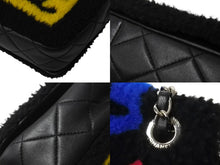 Load image into Gallery viewer, 極美品 CHANEL シャネル アクト2 フルフラップ Wチェーンショルダーバッグ 20番台 ココマーク レザー ファー ブラック シルバー金具 中古 4b003249