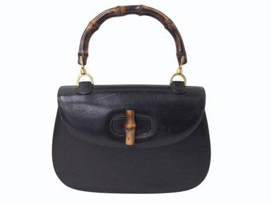 GUCCI グッチ バンブー ハンドバッグ 000 099 0633 カーフスキン ブラック ゴールド金具 バンブー 良品 中古 4b003254