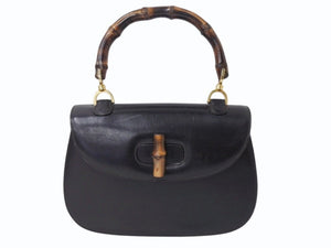 GUCCI グッチ バンブー ハンドバッグ 000 099 0633 カーフスキン ブラック ゴールド金具 バンブー 良品 中古 4b003254