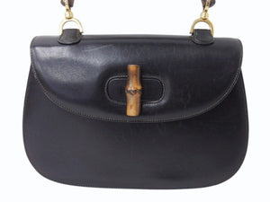 GUCCI グッチ バンブー ハンドバッグ 000 099 0633 カーフスキン ブラック ゴールド金具 バンブー 良品 中古 4b003254