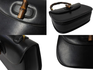 GUCCI グッチ バンブー ハンドバッグ 000 099 0633 カーフスキン ブラック ゴールド金具 バンブー 良品 中古 4b003254