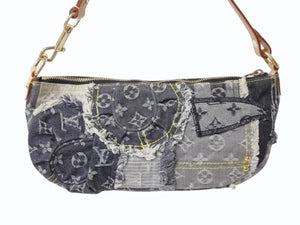 極美品 LOUIS VUITTON ルイヴィトン モノグラムデニム パウチィ ワンショルダーバッグ ブラック M95383 中古 4b003255