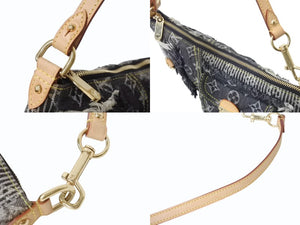 極美品 LOUIS VUITTON ルイヴィトン モノグラムデニム パウチィ ワンショルダーバッグ ブラック M95383 中古 4b003255