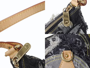 極美品 LOUIS VUITTON ルイヴィトン モノグラムデニム パウチィ ワンショルダーバッグ ブラック M95383 中古 4b003255