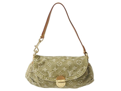 LOUIS VUITTON ルイヴィトン ミニ プリーティ ワンショルダーバッグ M95217 モノグラム デニム カーキ 美品 中古 4b003256