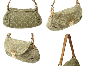 LOUIS VUITTON ルイヴィトン ミニ プリーティ ワンショルダーバッグ M95217 モノグラム デニム カーキ 美品 中古 4b003256