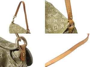 LOUIS VUITTON ルイヴィトン ミニ プリーティ ワンショルダーバッグ M95217 モノグラム デニム カーキ 美品 中古 4b003256