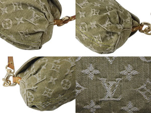 LOUIS VUITTON ルイヴィトン ミニ プリーティ ワンショルダーバッグ M95217 モノグラム デニム カーキ 美品 中古 4b003256