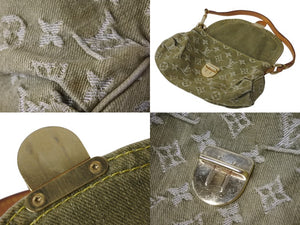 LOUIS VUITTON ルイヴィトン ミニ プリーティ ワンショルダーバッグ M95217 モノグラム デニム カーキ 美品 中古 4b003256