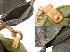 LOUIS VUITTON ルイヴィトン ミニ プリーティ ワンショルダーバッグ M95217 モノグラム デニム カーキ 美品 中古 4b003256