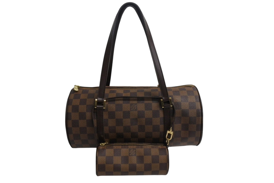 極美品 LOUIS VUITTON ルイヴィトン パピヨン30 ハンドバッグ N51303 ダミエ エベヌ ブラウン ゴールド金具 中古 4b003259